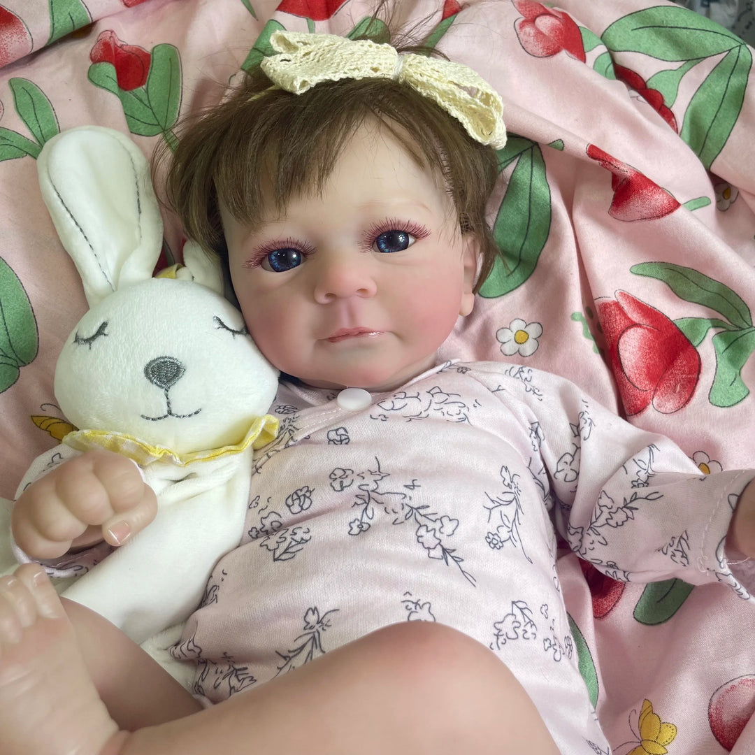 45 cm Felicia Reborn Baby Doll – Realistic Vinyl with Hand‑Rooted Hair & Open Blue Eyes