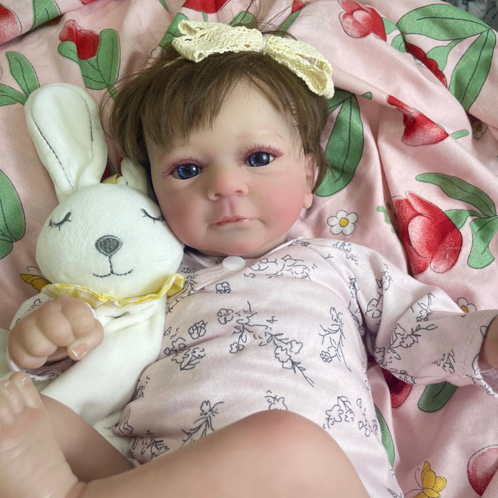 45 cm Felicia Reborn Baby Doll – Realistic Vinyl with Hand‑Rooted Hair & Open Blue Eyes