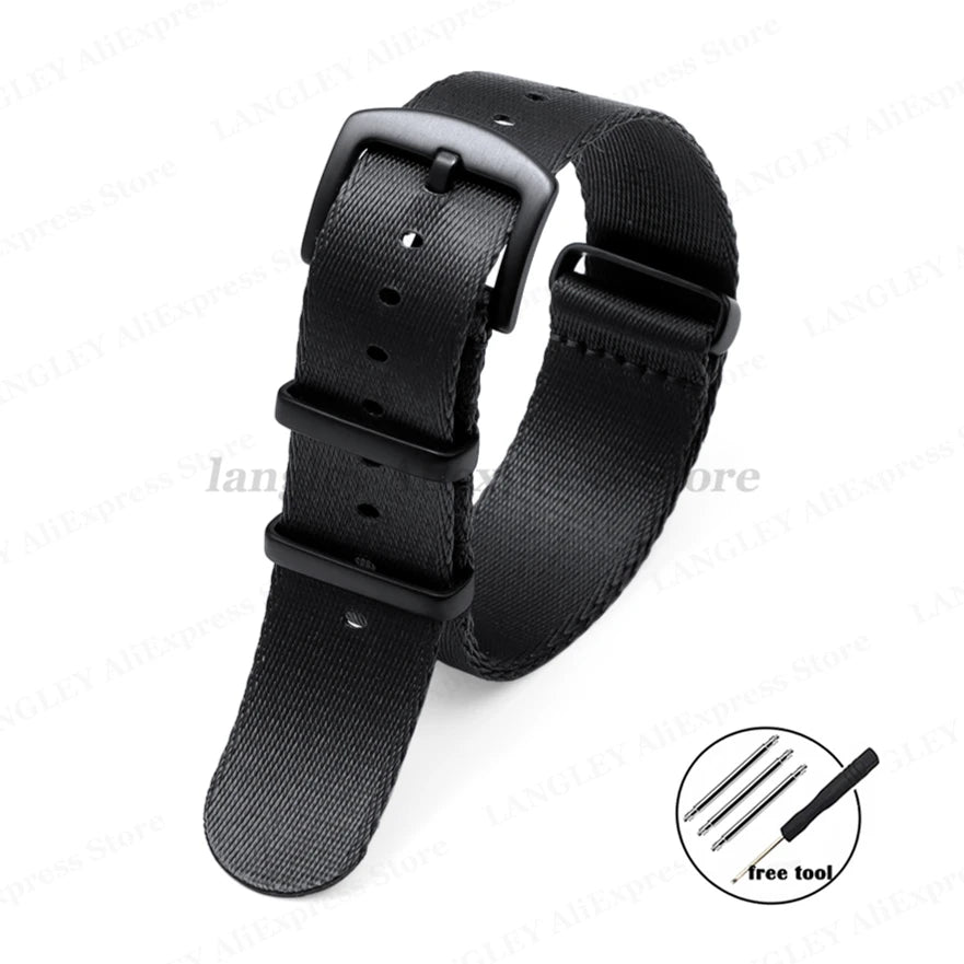 Premium Nylon Watch Strap 20/22mm (Black Buckle)