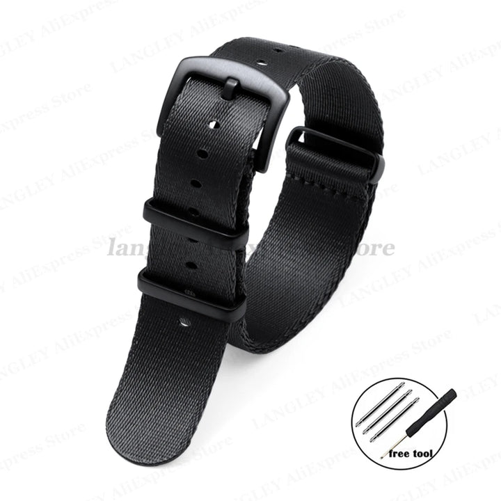Premium Nylon Watch Strap 20/22mm (Black Buckle)