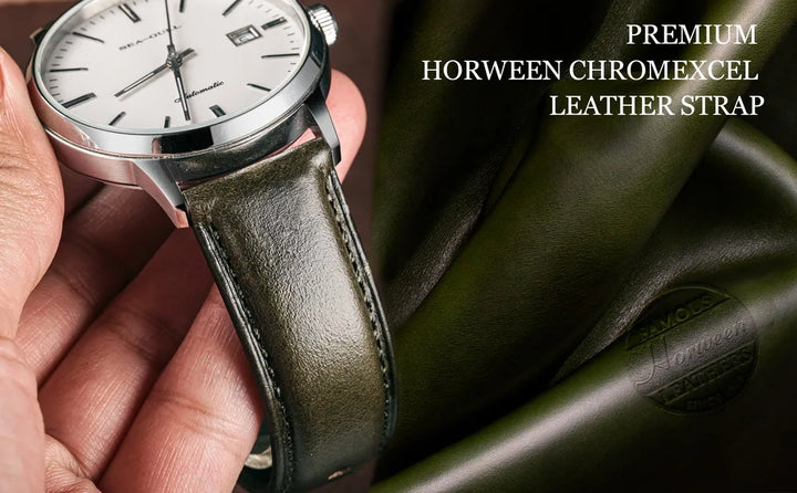 Hemsut Cowhide Leather Watch Bands Quick Release Handmade HORWEEN 100%Genuine Leather Wrist Straps 18mm 19mm 20mm 21mm 22mm