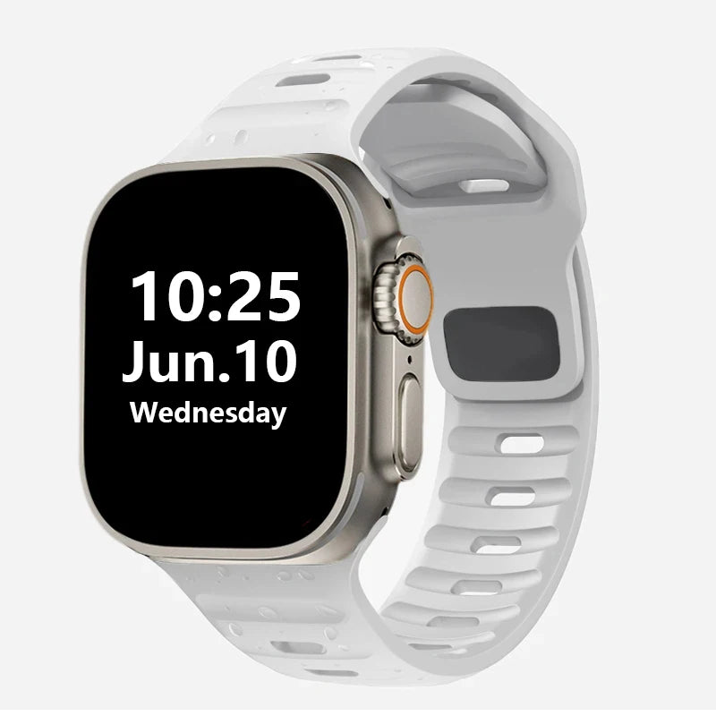 Silicone Rubber Apple Watch Band 38–49mm for iWatch Series 3–8 & Ultra