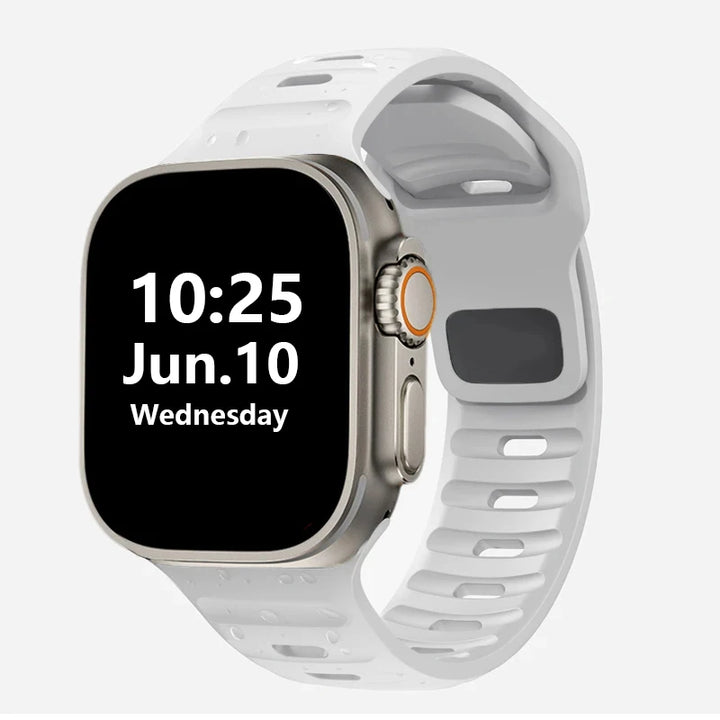 Silicone Rubber Apple Watch Band 38–49mm for iWatch Series 3–8 & Ultra