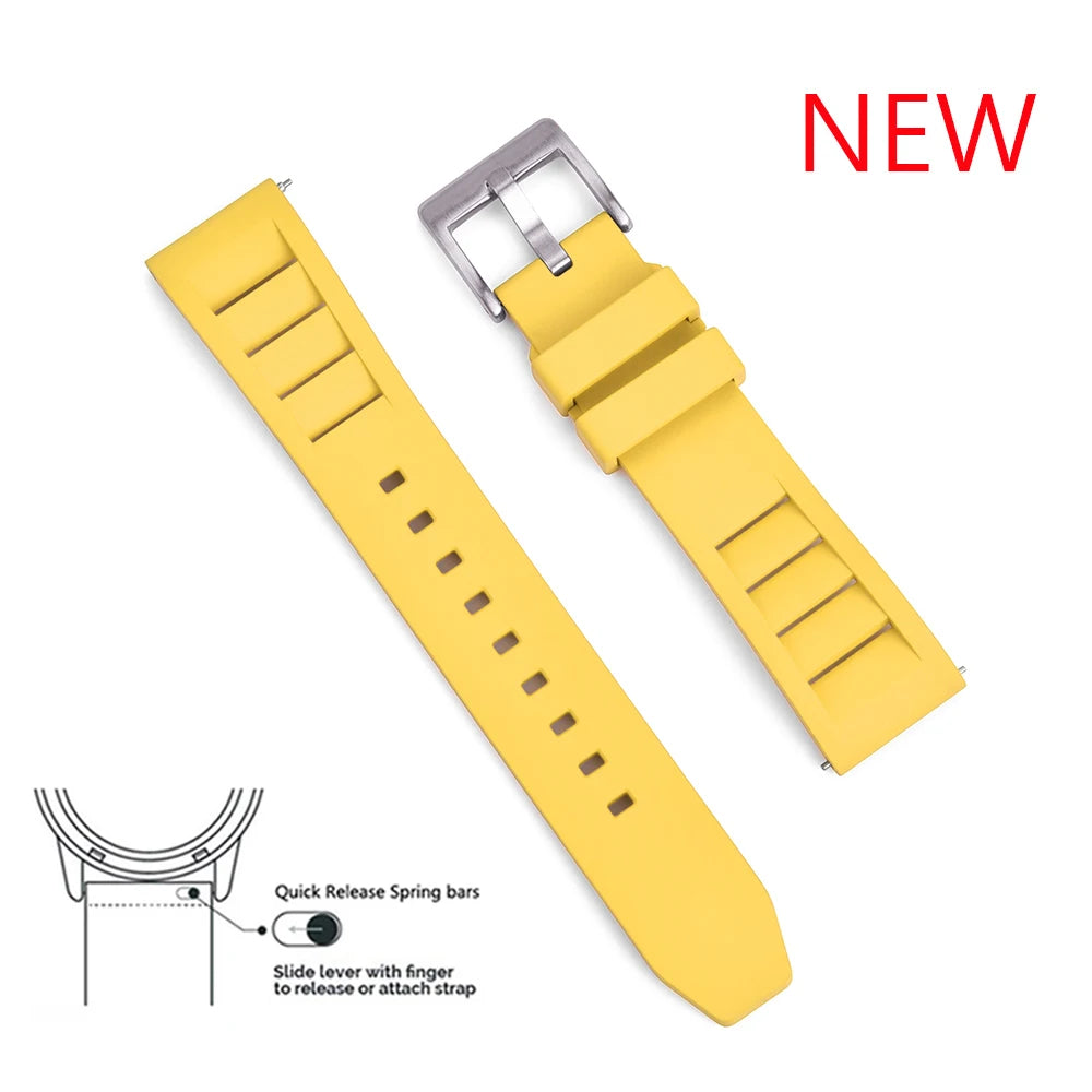 Premium Fluoro Rubber Watch Band Quick Release FKM Rubber Watch Strap 20mm 22mm Watch Strap Watch Replacement Watchband