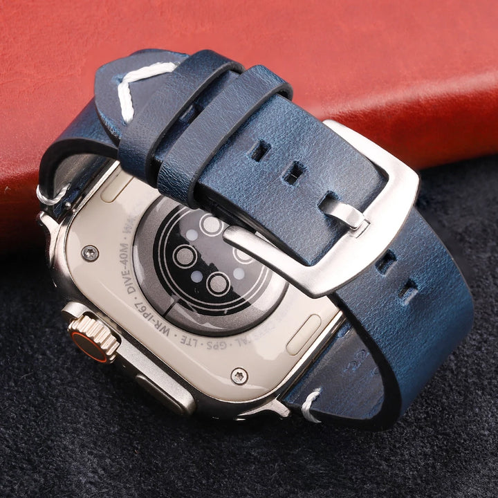Handmade Vintage Leather Strap for Apple Watch 38-49mm Series 4-9, SE, Ultra
