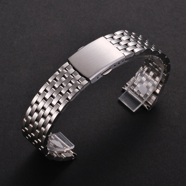 Universal Stainless Steel Watch Strap with Folding Buckle (18–22mm)