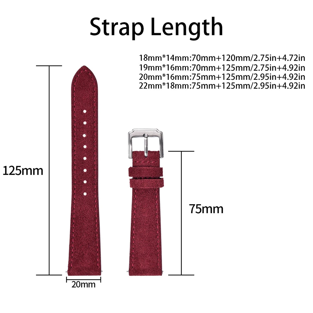 Premium Grade Quick Release Suede Leather Watch Strap Vintage Classic Leather Watchbands 18mm 19mm 20mm 22mm