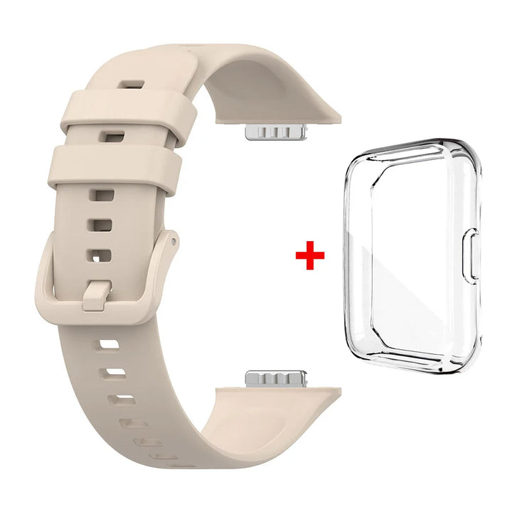 Silicone Strap with Transparent TPU Case for Huawei Watch Fit 2