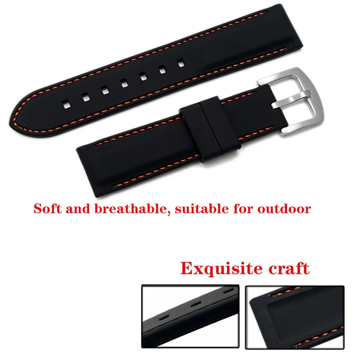 Waterproof Silicone Rubber Watch Strap (20-26mm)