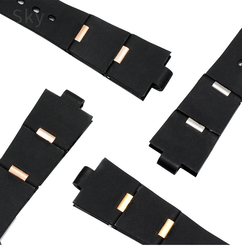 Black Rubber Replacement Watch Strap for BVLGARI (22/24mm)