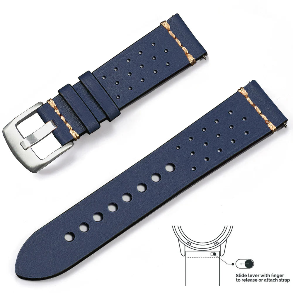 op Grain Genuine Leather Watch Band 20mm 22mm (Quick Release)