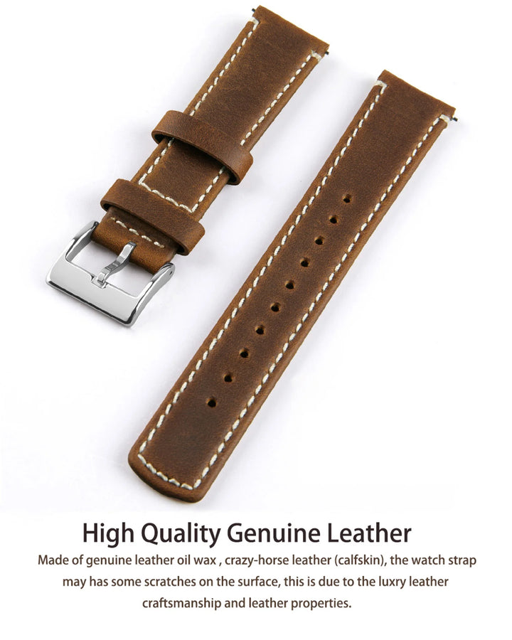 Genuine Top Grain Leather Quick Release Watch Band 20–22mm for Samsung Galaxy Watch