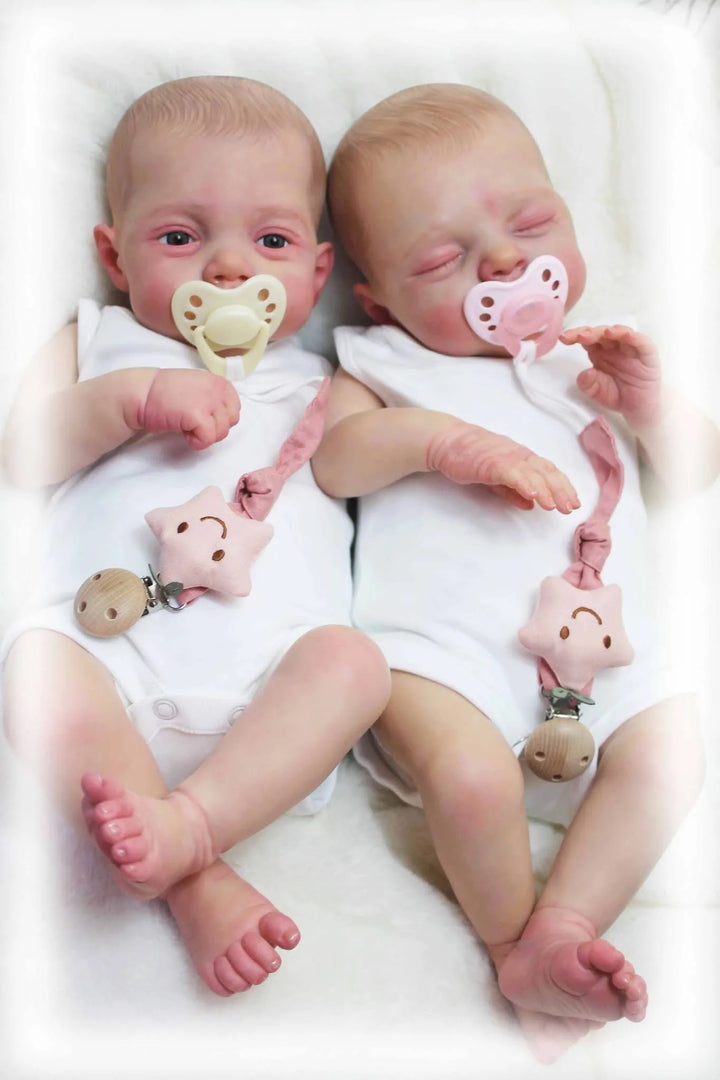 18″ Irys & Lily Reborn Twins – Handmade Lifelike Baby Dolls with 3D Skin & Multi‑Layer Painting