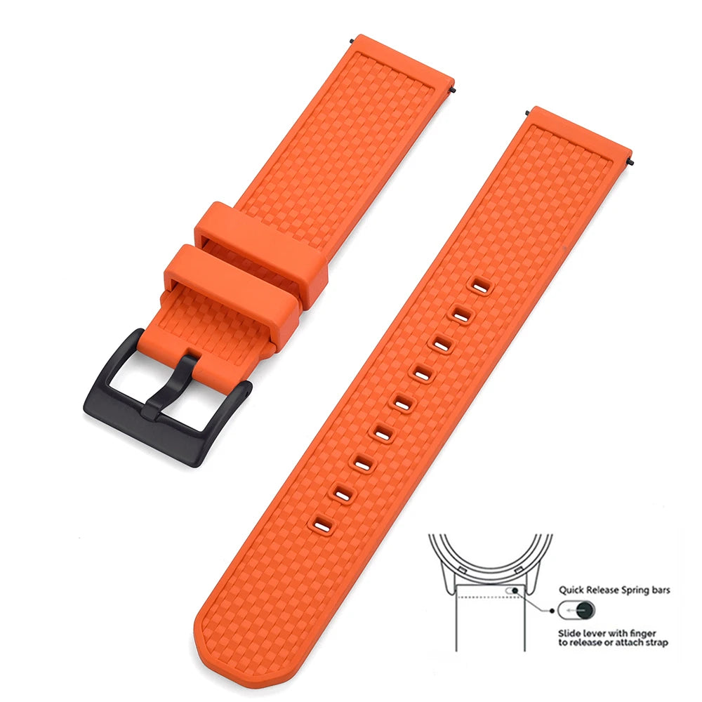 Premium Grade FPM/FKM Watch Strap 18mm 20mm 22mm New Design Fluoro Rubber Watchbands Quick Release For Each Brand Smart Watches