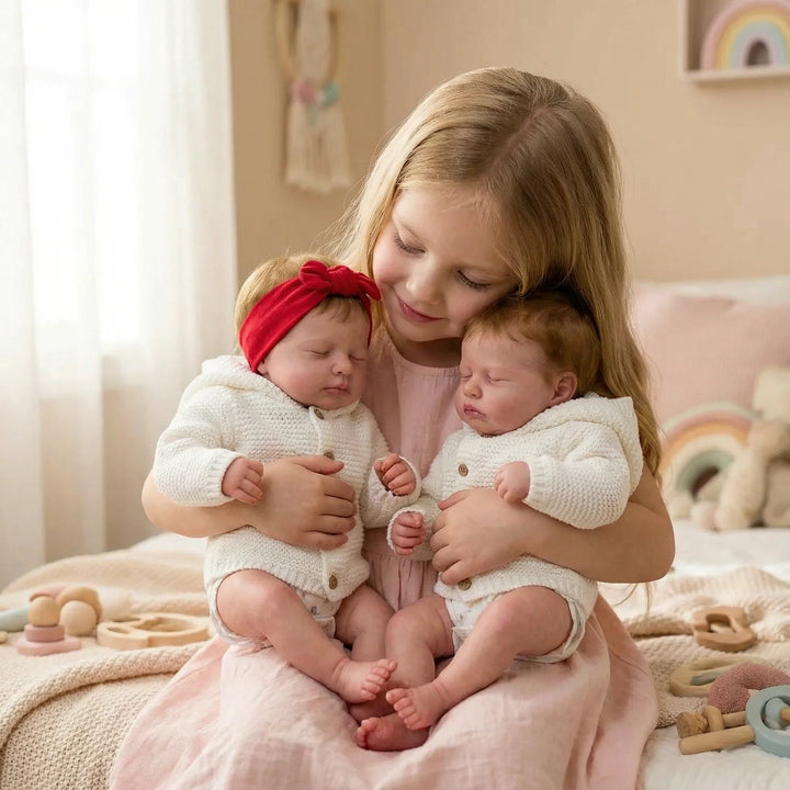 NPK 49CM Loulou Asleep Newborn Baby Doll - Soft Body Lifelike 3D Skin Visible Veins High Quality Handmade Doll for Collectors