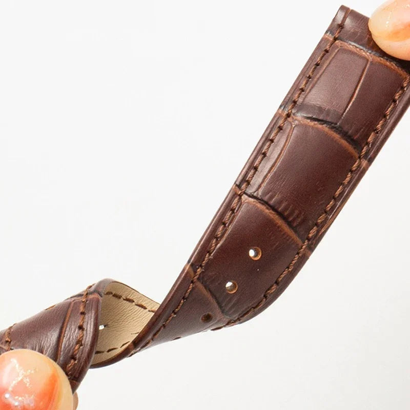 Genuine Leather Watch Strap with Butterfly Clasp (18–22mm)