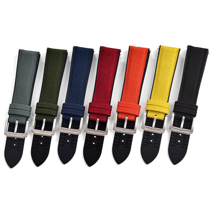 18/19/20/21/22mm Canvas Nylon Watch Strap Waterproof Sport Silicone Rubber Watch Bands Qucik Release Sailcloth Straps Women Men