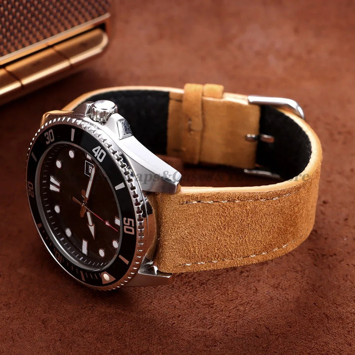 Vintage Suede Cowhide Leather Watch Strap (18–22mm, Quick Release)