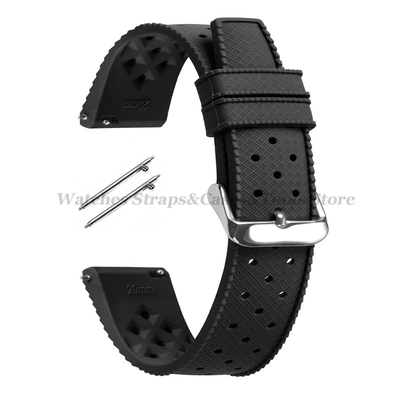 Tropical Silicone Watch Band Quick Release Strap 18mm 20mm 22mm for Oris for Seiko for Citizen Rubber Tropic Smart Watch Straps