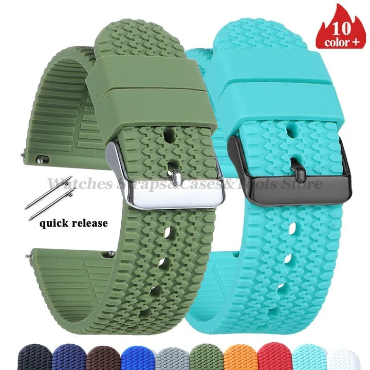 Soft Silicone Rubber Watch Band 18–24mm for Omega & Huawei (Quick