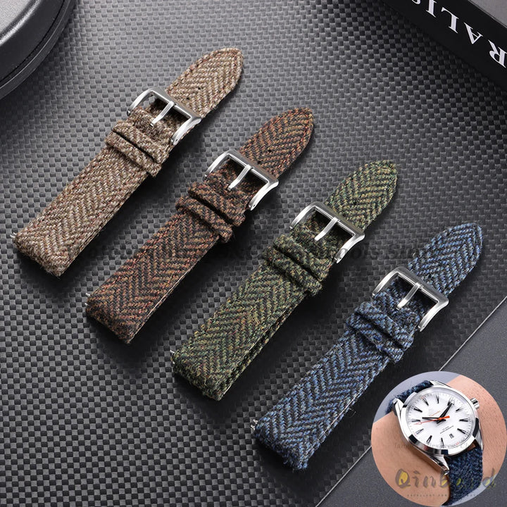 Tweed Sailcloth Watch Band Strap 18mm 20mm 22mm for Omega for Seiko Quick Release Weave Bracelet for Men Women Watch Accessories
