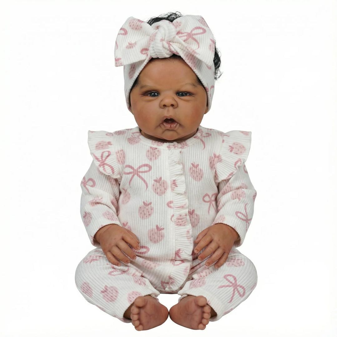 NPK 22inch Dark Brown Skin Rooted Hair Reborn Toddler Doll Hand Painted High Quality Collectible Art Doll Gounchi