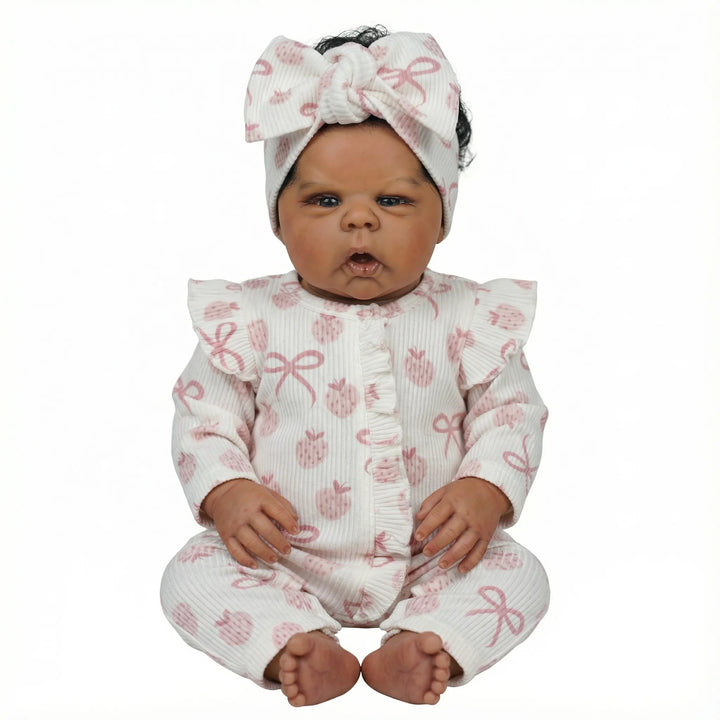 NPK 22inch Dark Brown Skin Rooted Hair Reborn Toddler Doll Hand Painted High Quality Collectible Art Doll Gounchi