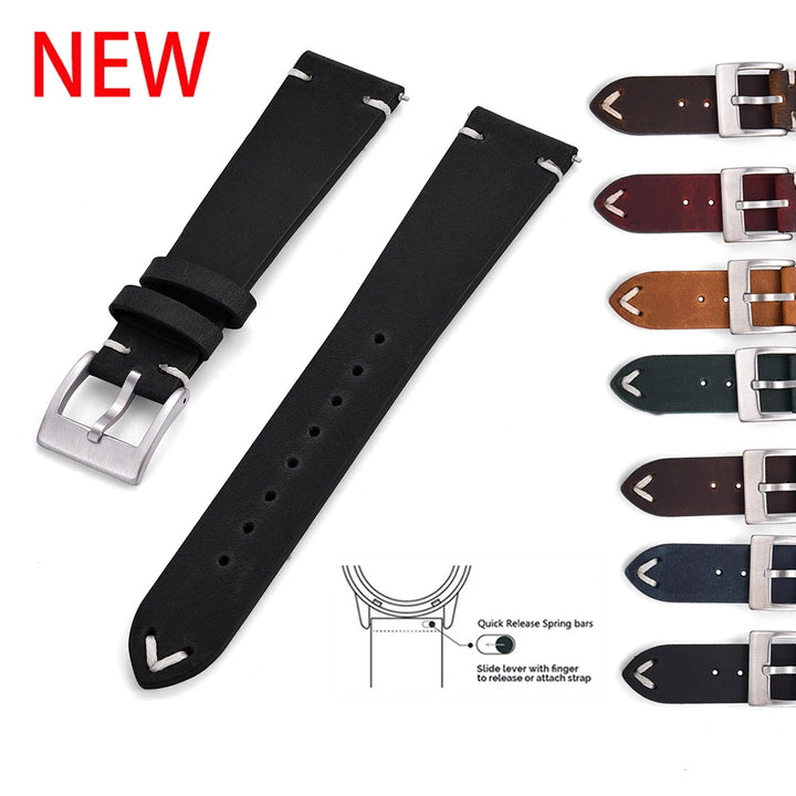 JUELONG Premium Quality Quick Release Watch Band For Men Women 18mm 20mm 22mm Watchband Leather Watch Strap Replacement Belt