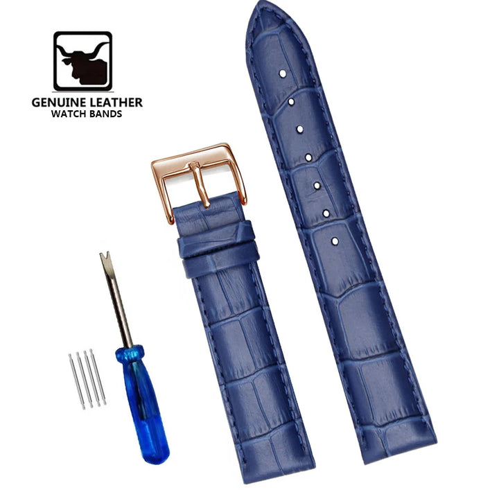 Premium Genuine Leather Watch Strap – 12–24mm with Tool