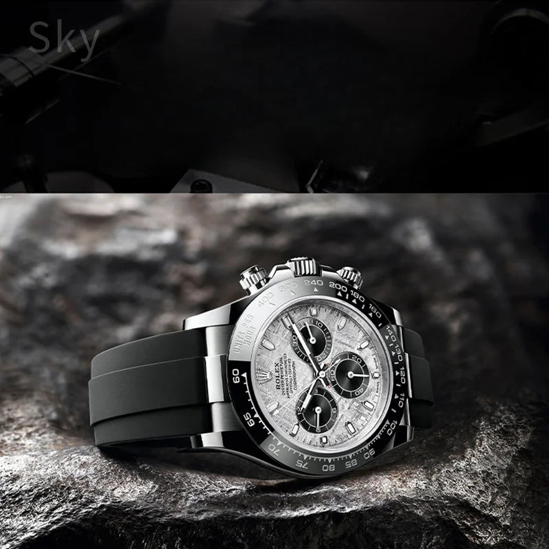 Rubber Watch Strap with Stainless Steel Butterfly Buckle for Rolex