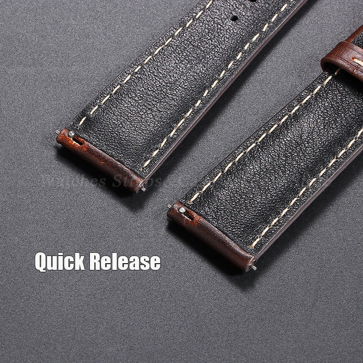 Vintage Oil Wax Leather Watch Strap – Brown Cowhide (18-22mm)