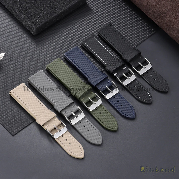 20mm 22mm Sailcloth Nylon Watchband for Samsung Galaxy Watch8/7/6/5 Watch Men Women Quick Release Leather Waterproof Watch Strap