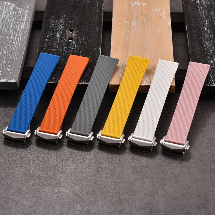 JUELONG Premium Grade Soft FKM Rubber Watch Strap Perfect Fit Flat End Universal Quick Release Straps 20mm Watchbands