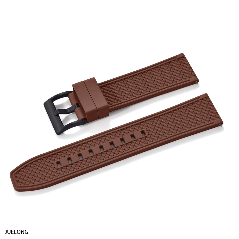 HAISCH Bullet-Shaped FKM Rubber Watch Strap – 18-24mm, Quick Release, Waterproof