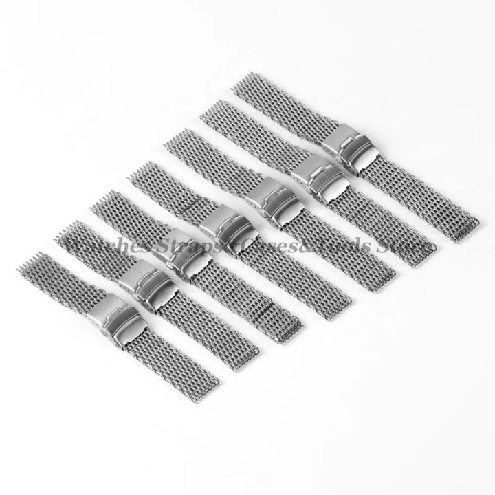 Shark Mesh Steel Watch Strap – 18–24mm for Seiko & Omega, Sport/Diving