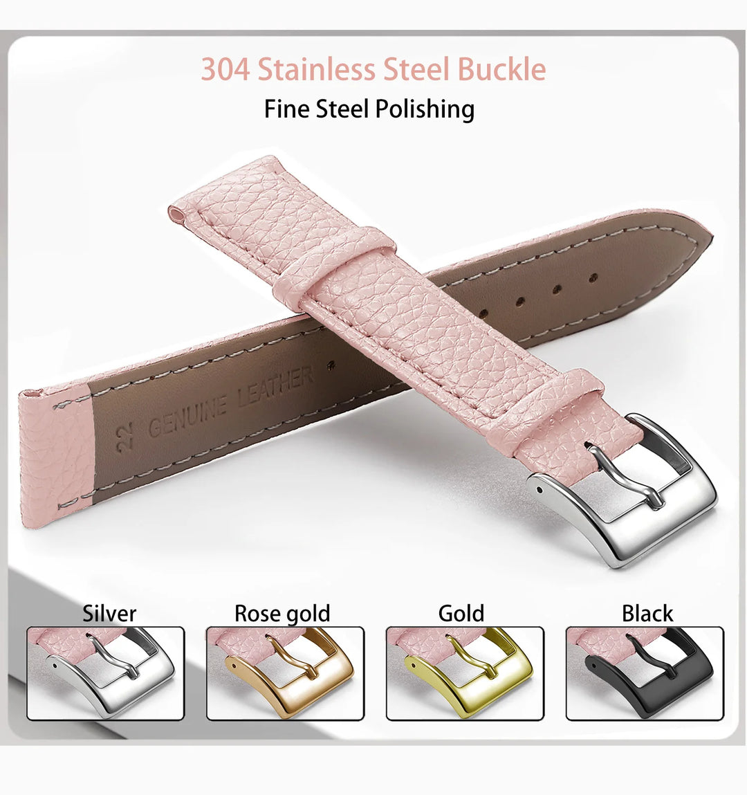SAMCO Genuine Leather Watch Band 12–24mm (With Tool)