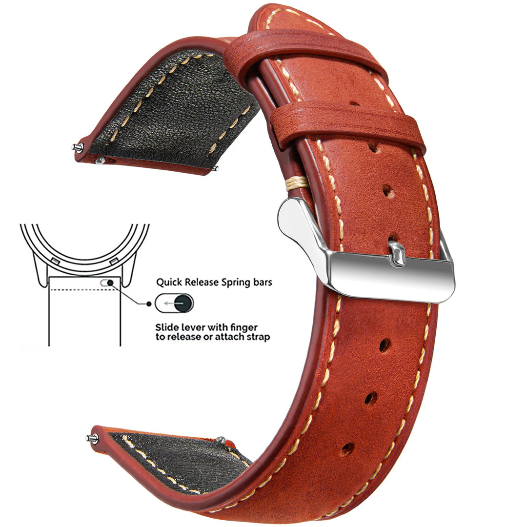 Wax Vintage Leather Watch Strap 14–24mm