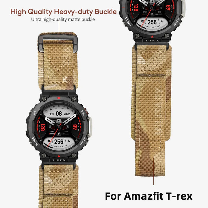 Hemsut Watch Bands For Huami Amazfit T-Rex 2/T-Rex 3/Pro Millitary Camouflage Nylon Sports Strap With Woven Loop Design