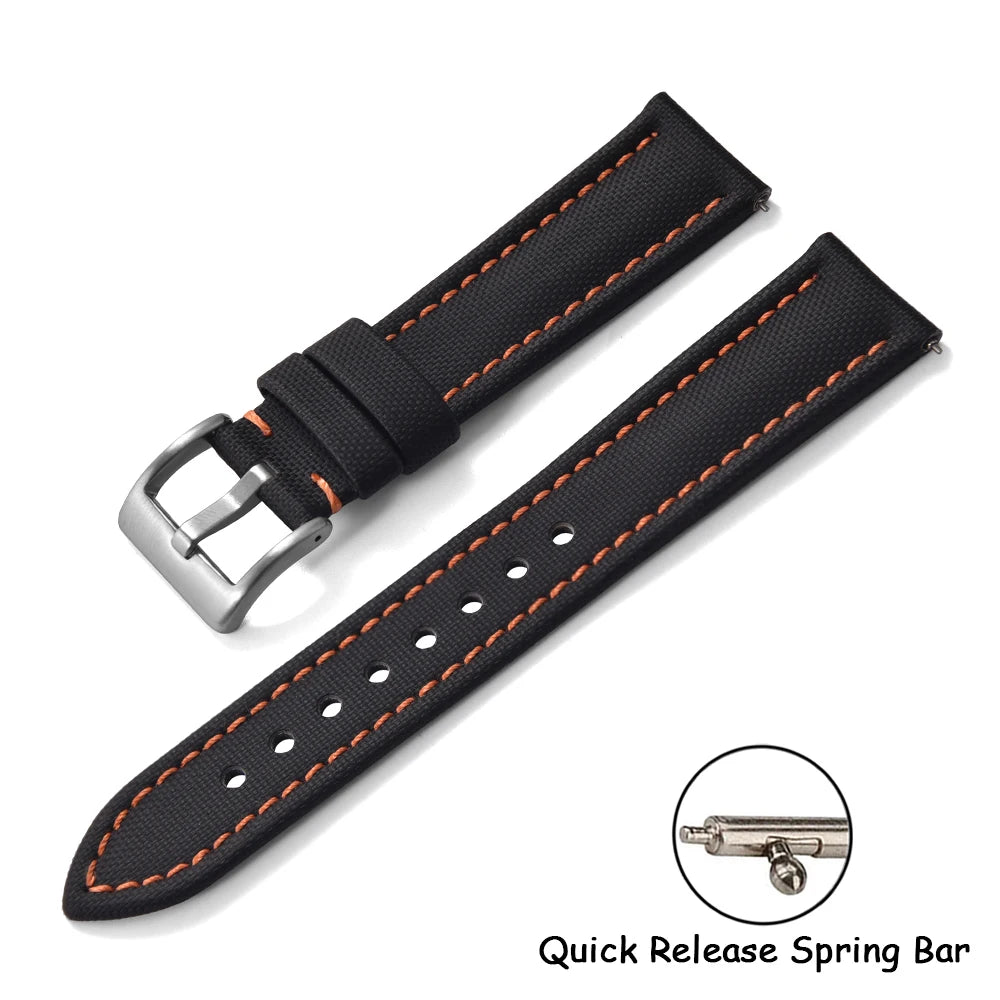 Universal Sailcloth Watch Band 18mm 20mm22mm Sailcloth Leather Strap Qucik Release Bracelet Accessories for Omega for Seiko Belt