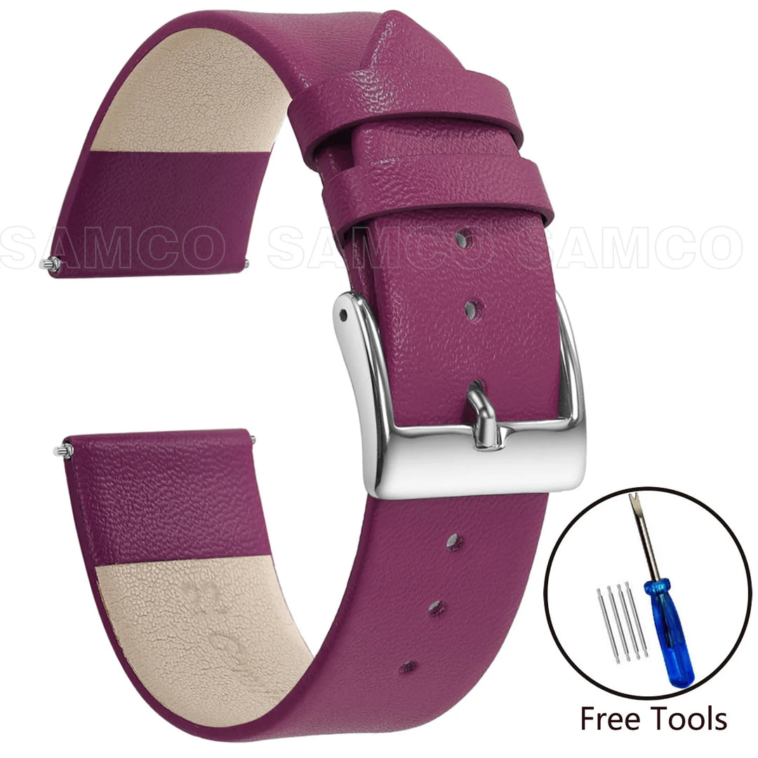 Genuine Leather Minimalist Thin Elegant Apple Watch Band 12–22mm (Soft Wrist Bracelet)