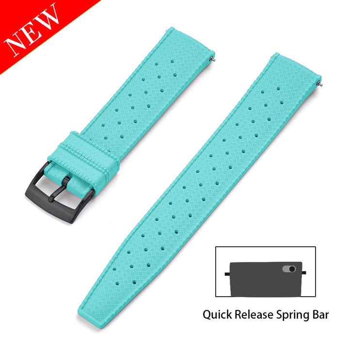 JUELONG PFAS-Approved Quick Release Tropical FKM Rubber Watch Strap 18-19-20-21-22-23-24mm Perfect Fit Flat End Universal Bands