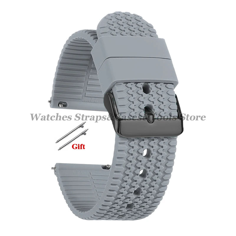 Soft Silicone Rubber Watch Band 18–24mm for Omega & Huawei (Quick