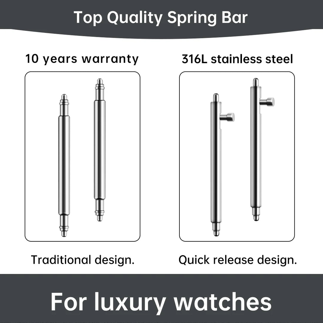 Maikes Quick-Release 316L Stainless Steel Spring Bars – 18/19/20/22mm for Watch Straps