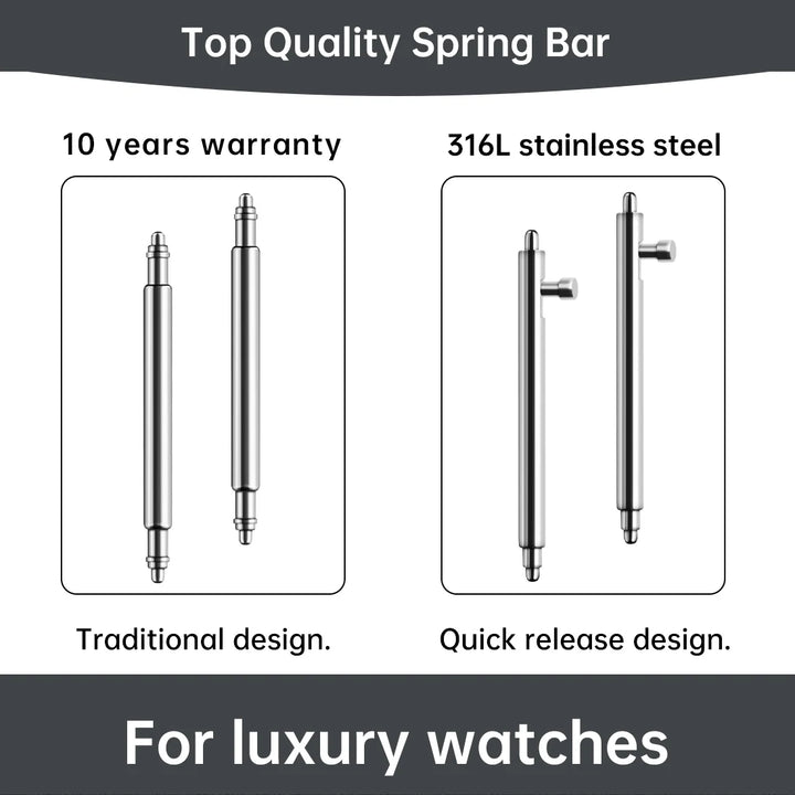 Maikes Quick-Release 316L Stainless Steel Spring Bars – 18/19/20/22mm for Watch Straps
