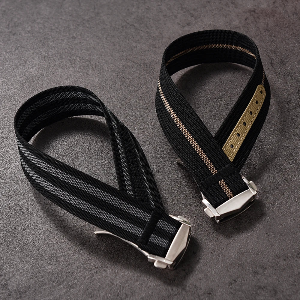 JUELONG Canvas Sailcloth Watch Strap 18mm 20mm 22mm Rubber Hole Sport Waterproof Folding Buckle Watchband For Omega Swatch Moon