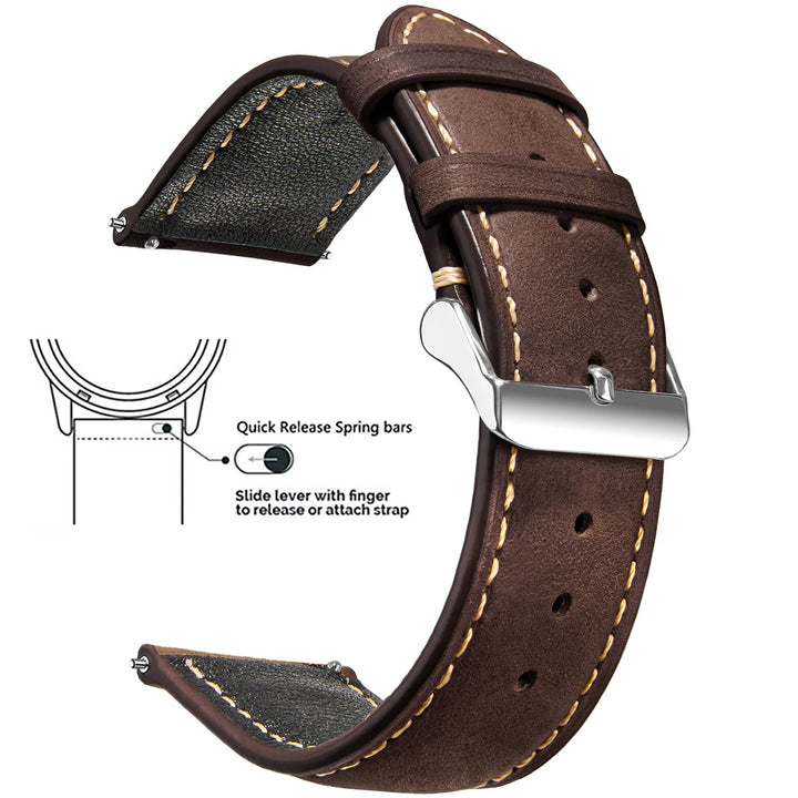 Wax Vintage Leather Watch Strap 14–24mm