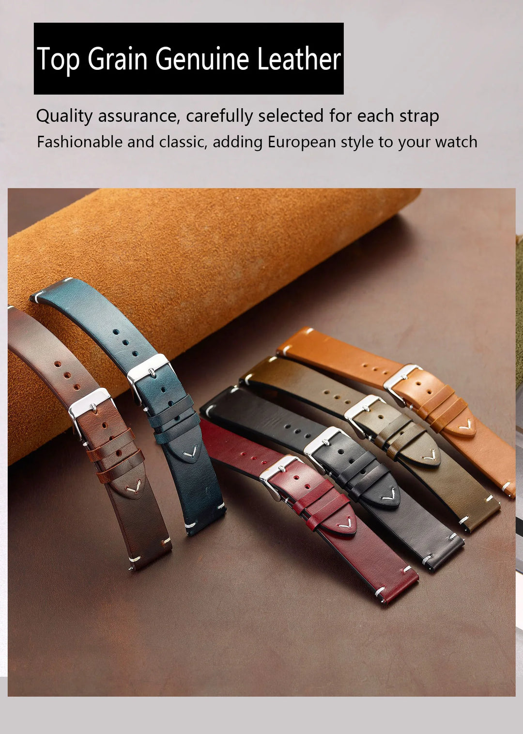 Wax Genuine Leather Watch Band 18–24mm