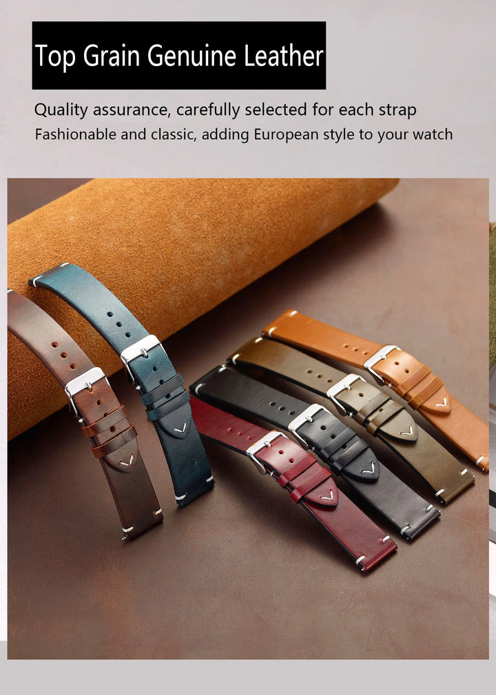 Wax Genuine Leather Watch Band 18–24mm