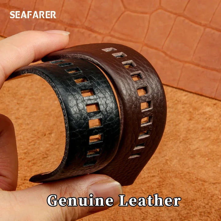 Genuine Leather Watch Strap for Diesel (22–30mm, Black)