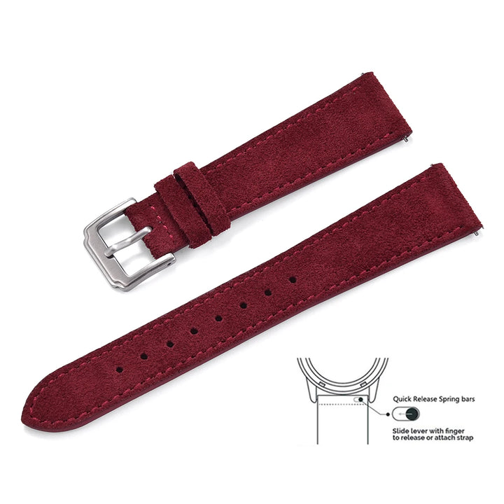 Premium Grade Quick Release Suede Leather Watch Strap Vintage Classic Leather Watchbands 18mm 19mm 20mm 22mm